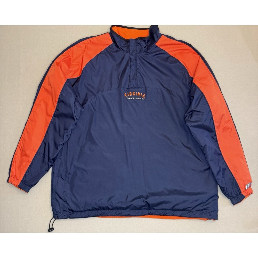 Virginia Cavaliers Jacket Pullover Windbreaker Fleece Lined Blue Orange XL